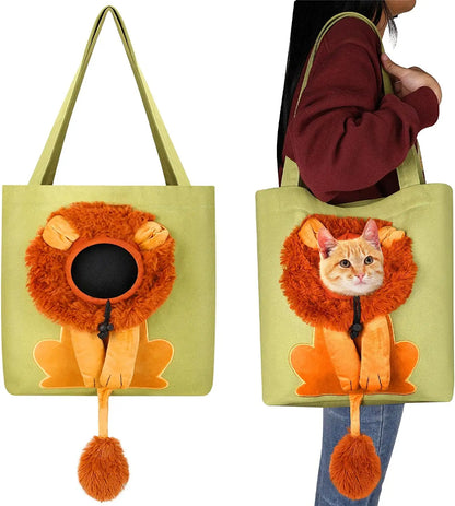 Pet Canvas Shoulder Bag Lion Shaped Carrier For Cat Comfortable Cats Carrying Pouch Handbag Puppy Messenger Bag For Out Travel