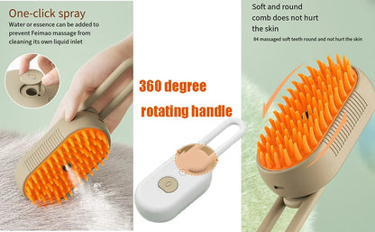 Rechargeable Steam Cat Grooming Brush Steamy To Remove Loose Hair 3 in1 Electric Self Cleaning Spray Dog Brush Massage Pet Combs