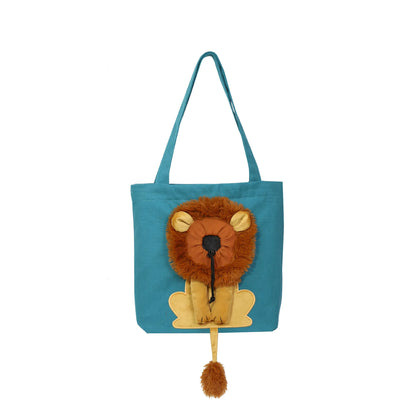 Pet Canvas Shoulder Bag Lion Shaped Carrier For Cat Comfortable Cats Carrying Pouch Handbag Puppy Messenger Bag For Out Travel