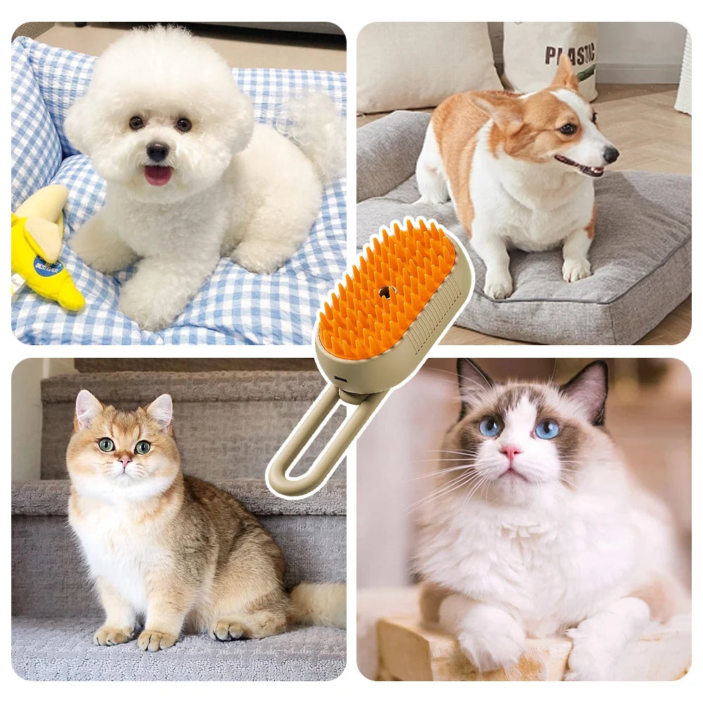 Rechargeable Steam Cat Grooming Brush Steamy To Remove Loose Hair 3 in1 Electric Self Cleaning Spray Dog Brush Massage Pet Combs
