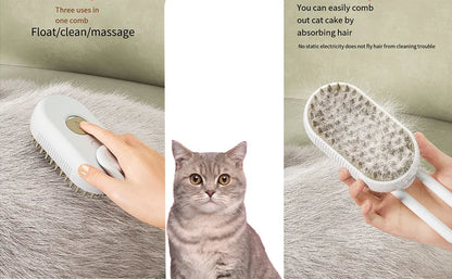 Rechargeable Steam Cat Grooming Brush Steamy To Remove Loose Hair 3 in1 Electric Self Cleaning Spray Dog Brush Massage Pet Combs
