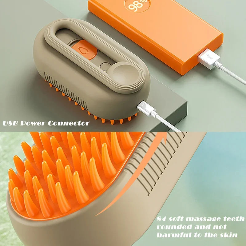 Rechargeable Steam Cat Grooming Brush Steamy To Remove Loose Hair 3 in1 Electric Self Cleaning Spray Dog Brush Massage Pet Combs