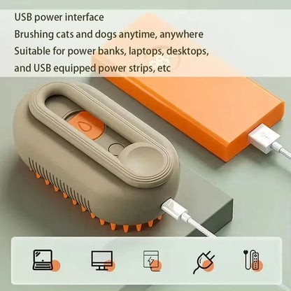 Rechargeable Steam Cat Grooming Brush Steamy To Remove Loose Hair 3 in1 Electric Self Cleaning Spray Dog Brush Massage Pet Combs