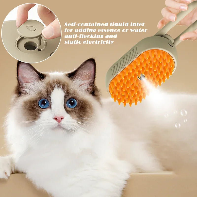 Rechargeable Steam Cat Grooming Brush Steamy To Remove Loose Hair 3 in1 Electric Self Cleaning Spray Dog Brush Massage Pet Combs