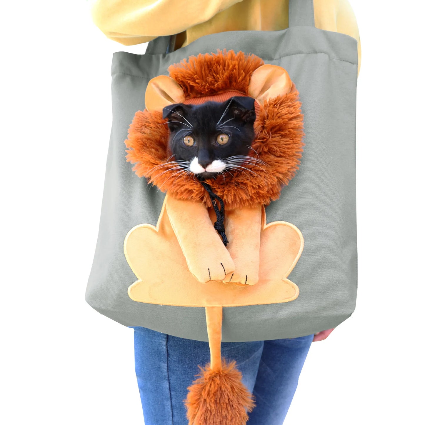 Pet Canvas Shoulder Bag Lion Shaped Carrier For Cat Comfortable Cats Carrying Pouch Handbag Puppy Messenger Bag For Out Travel