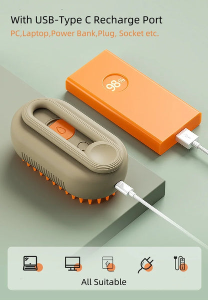 Rechargeable Steam Cat Grooming Brush Steamy To Remove Loose Hair 3 in1 Electric Self Cleaning Spray Dog Brush Massage Pet Combs